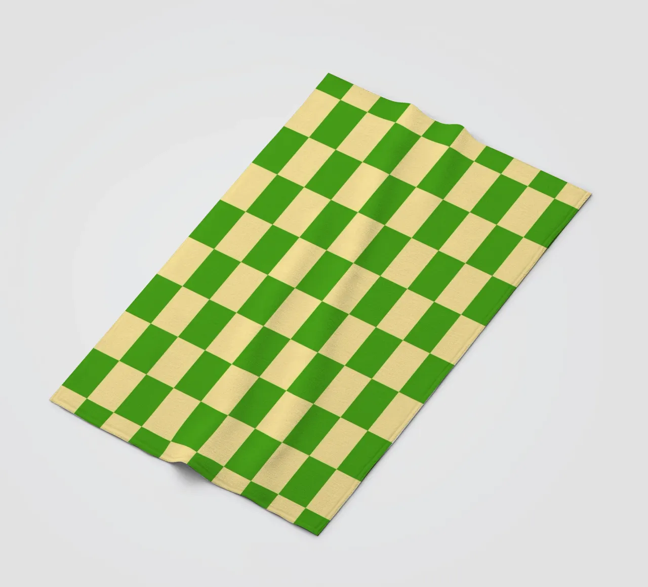 Green and Light Yellow Checker Pattern fleece blanket by Paigaam Studio