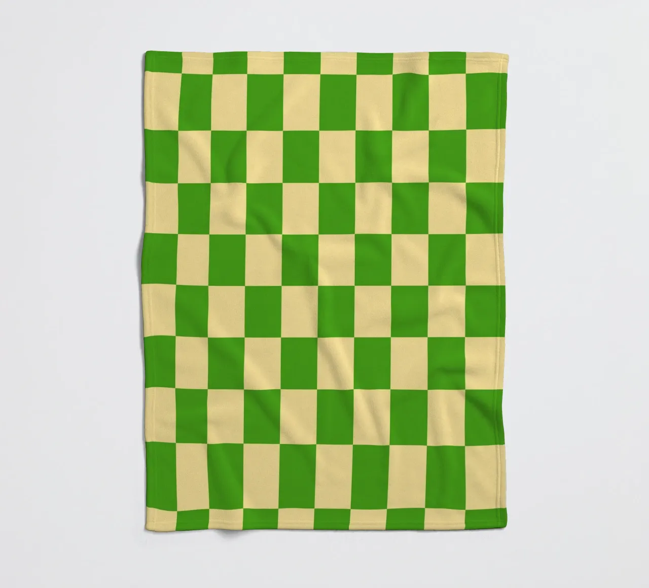 Green and Light Yellow Checker Pattern fleece blanket by Paigaam Studio