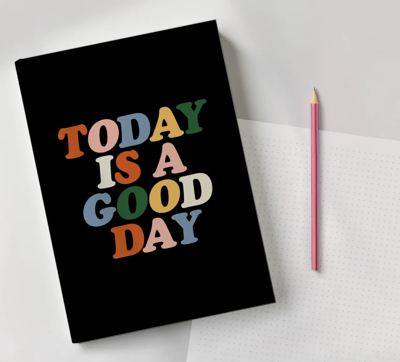 Today is a Good Day Colourful Typografie Design notebook by THE MOTIVATED TYPE