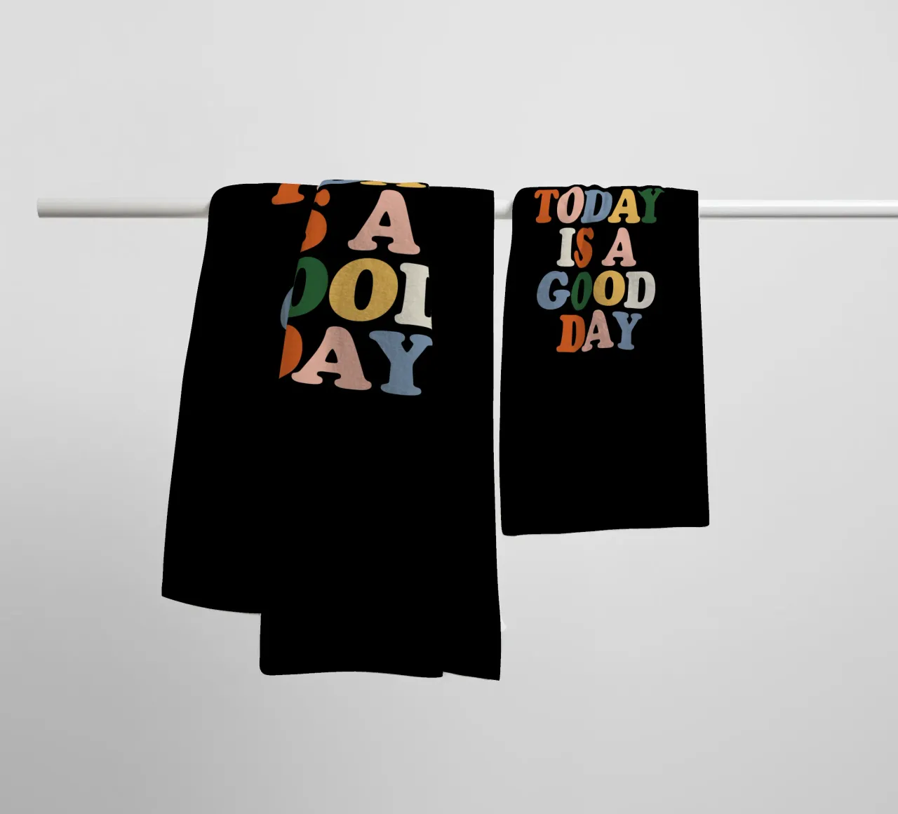 Today is a Good Day Colourful Typografie Design towel by THE MOTIVATED TYPE