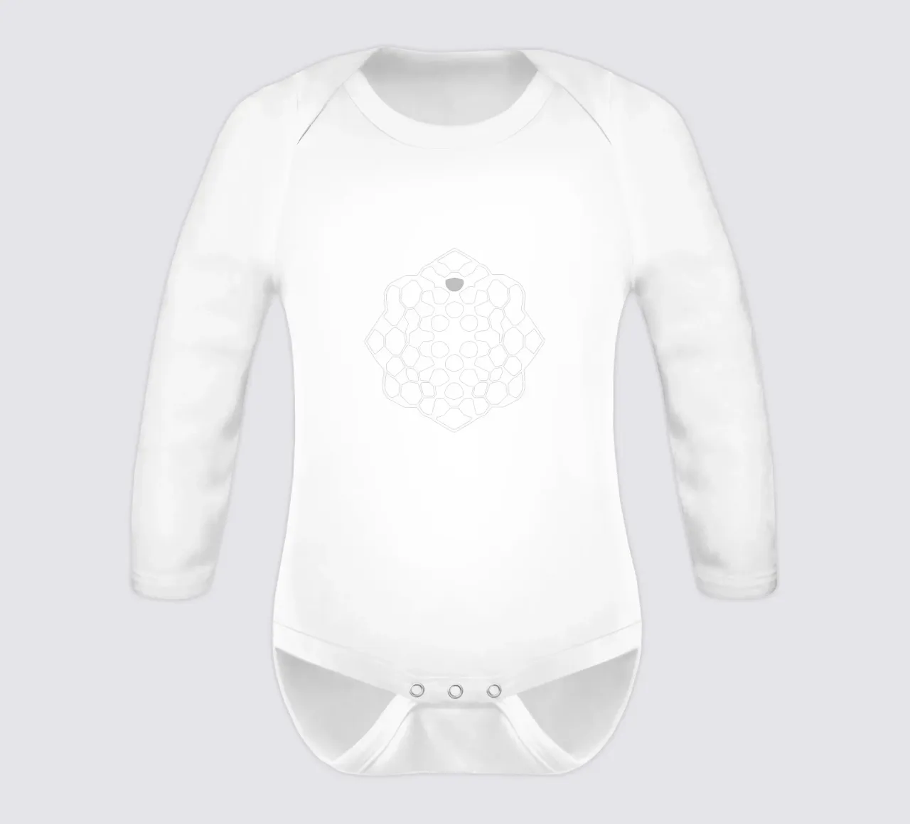 Abstract geometric modern design featuring complex pattern long-sleeve baby romper by DesignDoodle
