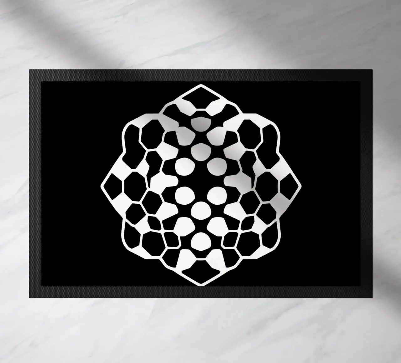 Abstract geometric modern design featuring complex pattern doormat by DesignDoodle