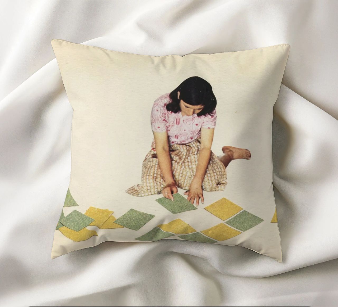 Work in Progress decorative cushion by Cassia Beck Collage