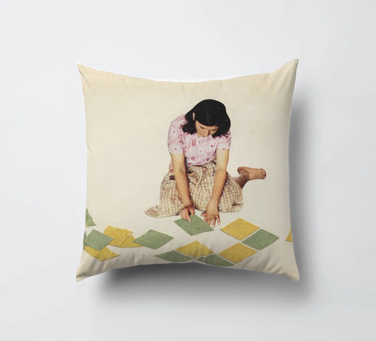 Work in Progress decorative cushion by Cassia Beck Collage