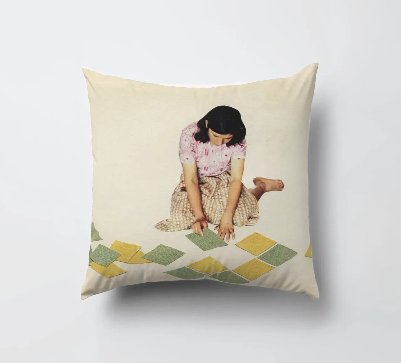 Work in Progress decorative cushion by Cassia Beck Collage