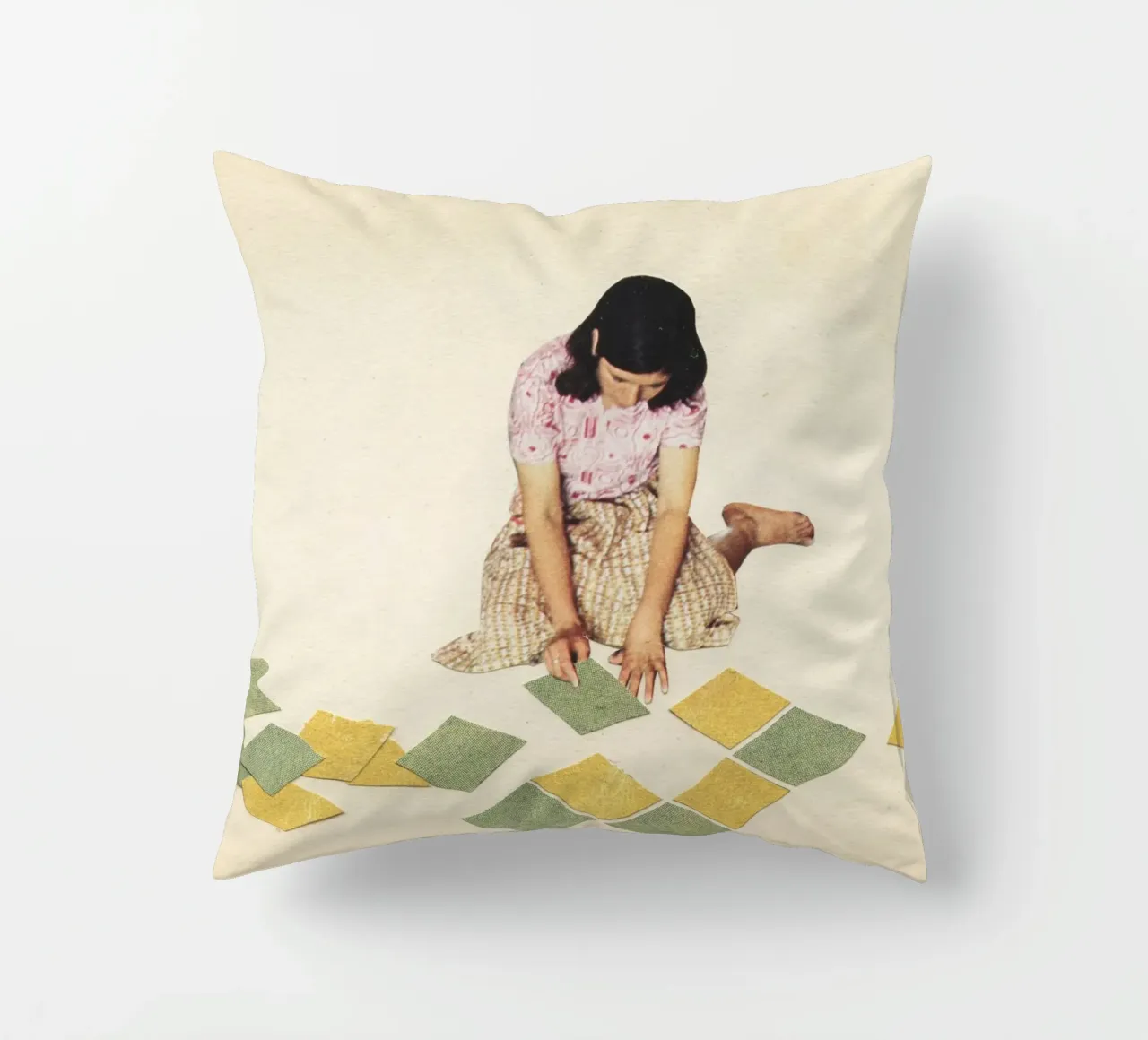 Work in Progress decorative cushion by Cassia Beck Collage
