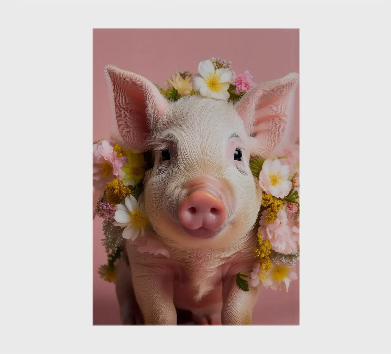 Cochon enjoué avec une couronne de fleurs Œuvre d'art dans les tons pastel carnet de notes de FlexiDesignsByK