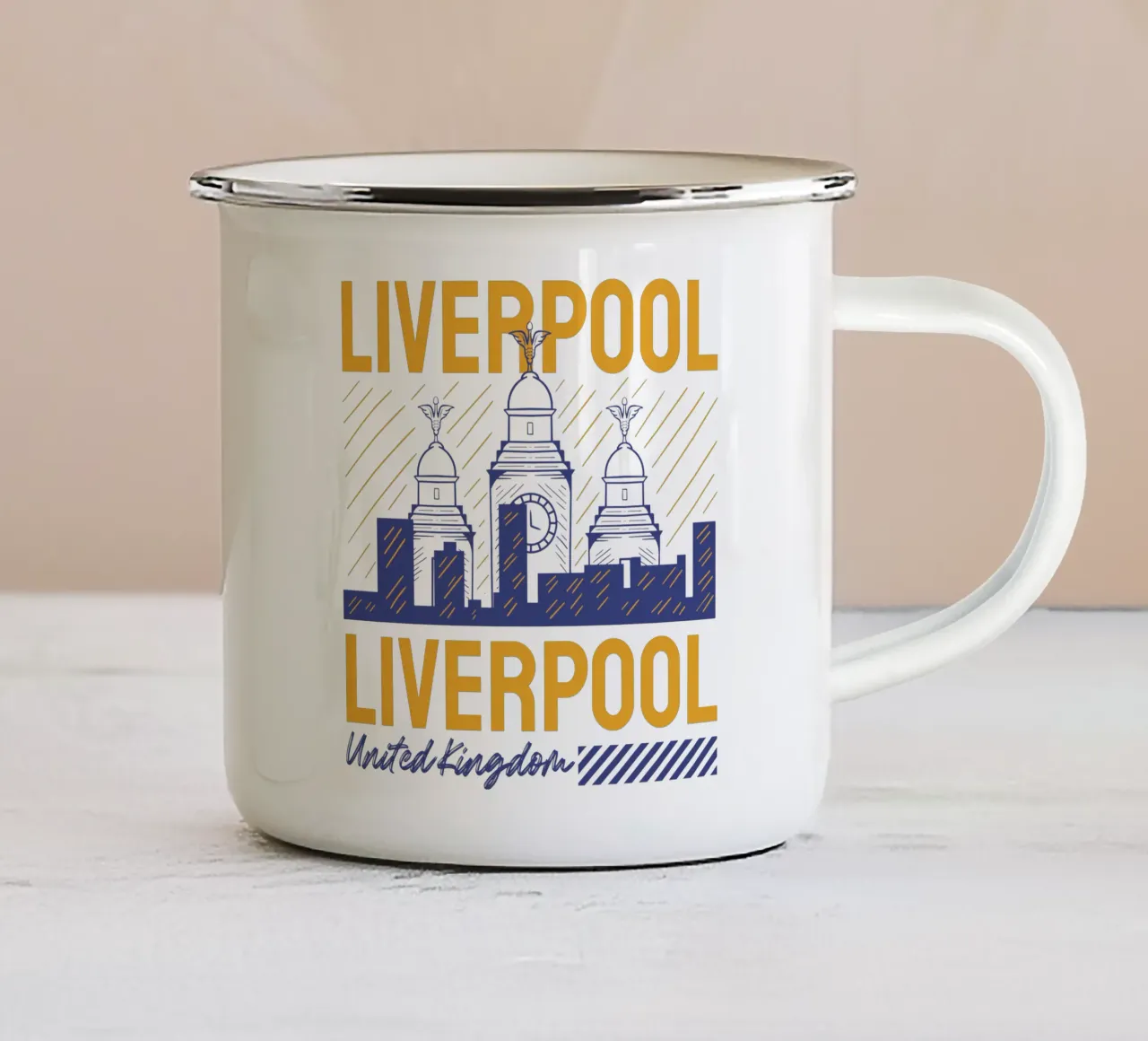 Design artistico classico di Liverpool tazza in smalto da rivariahill