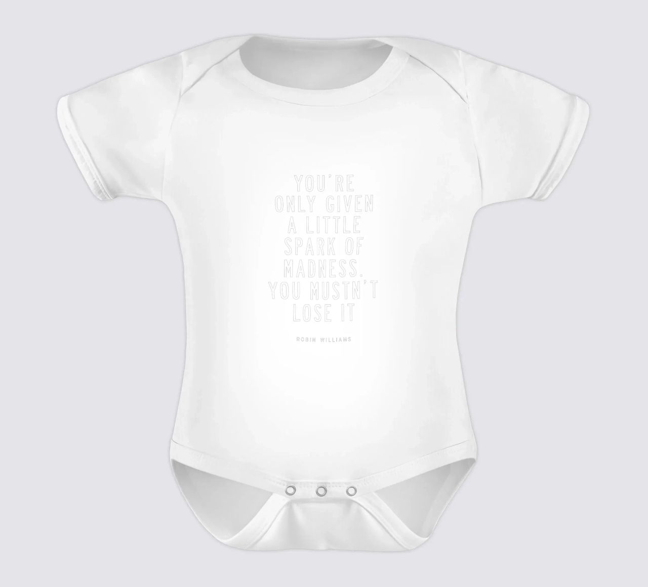 You Are Only Given a Little Spark of Madness Typography short-sleeve baby romper by THE MOTIVATED TYPE