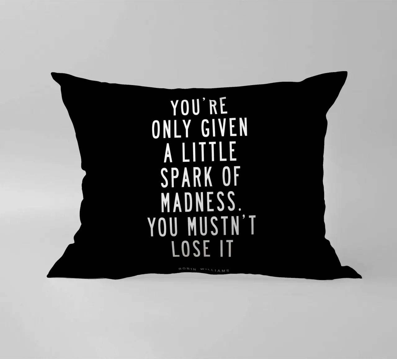 You Are Only Given a Little Spark of Madness Typography decorative cushion by THE MOTIVATED TYPE