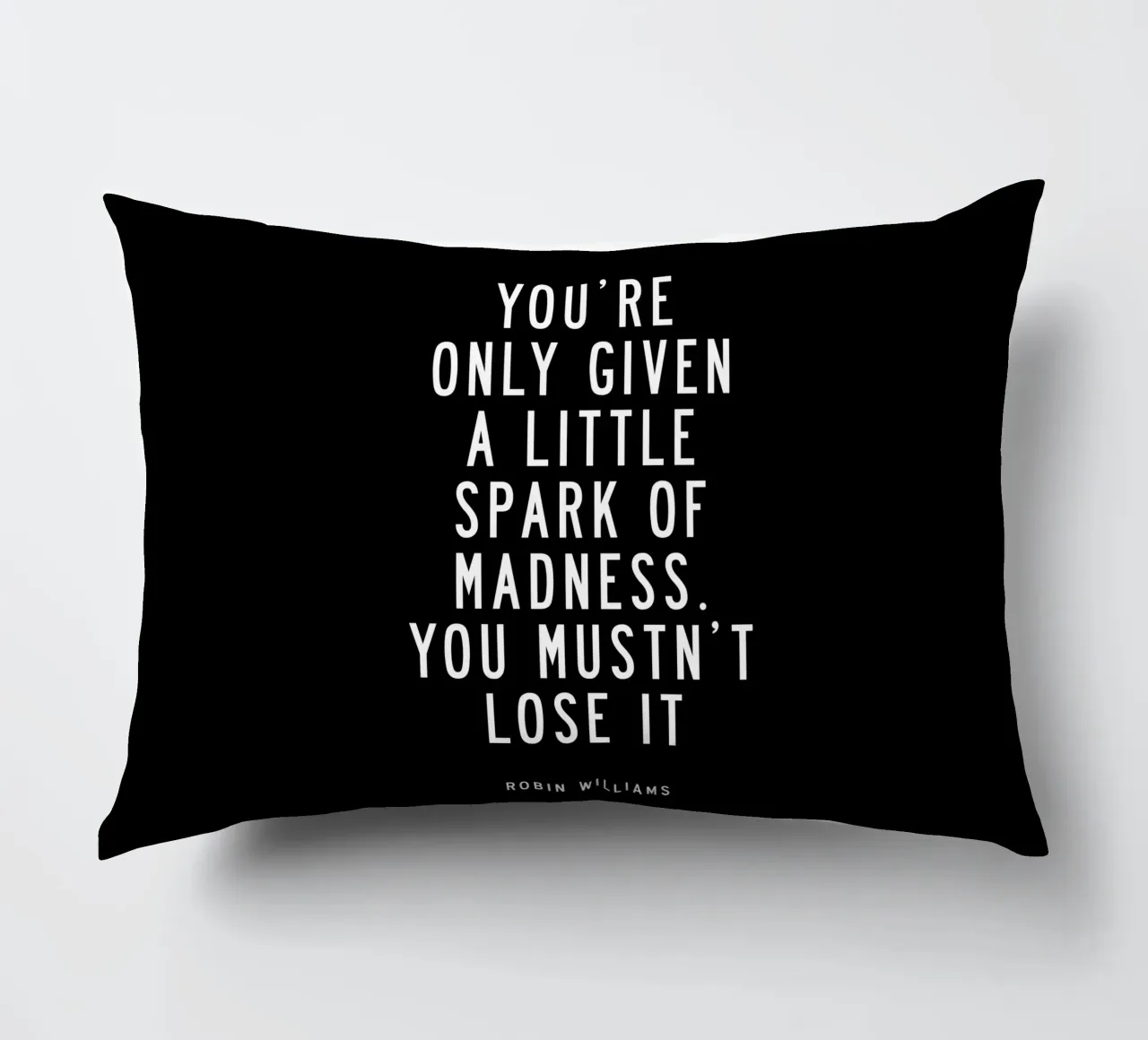 You Are Only Given a Little Spark of Madness Typography decorative cushion by THE MOTIVATED TYPE
