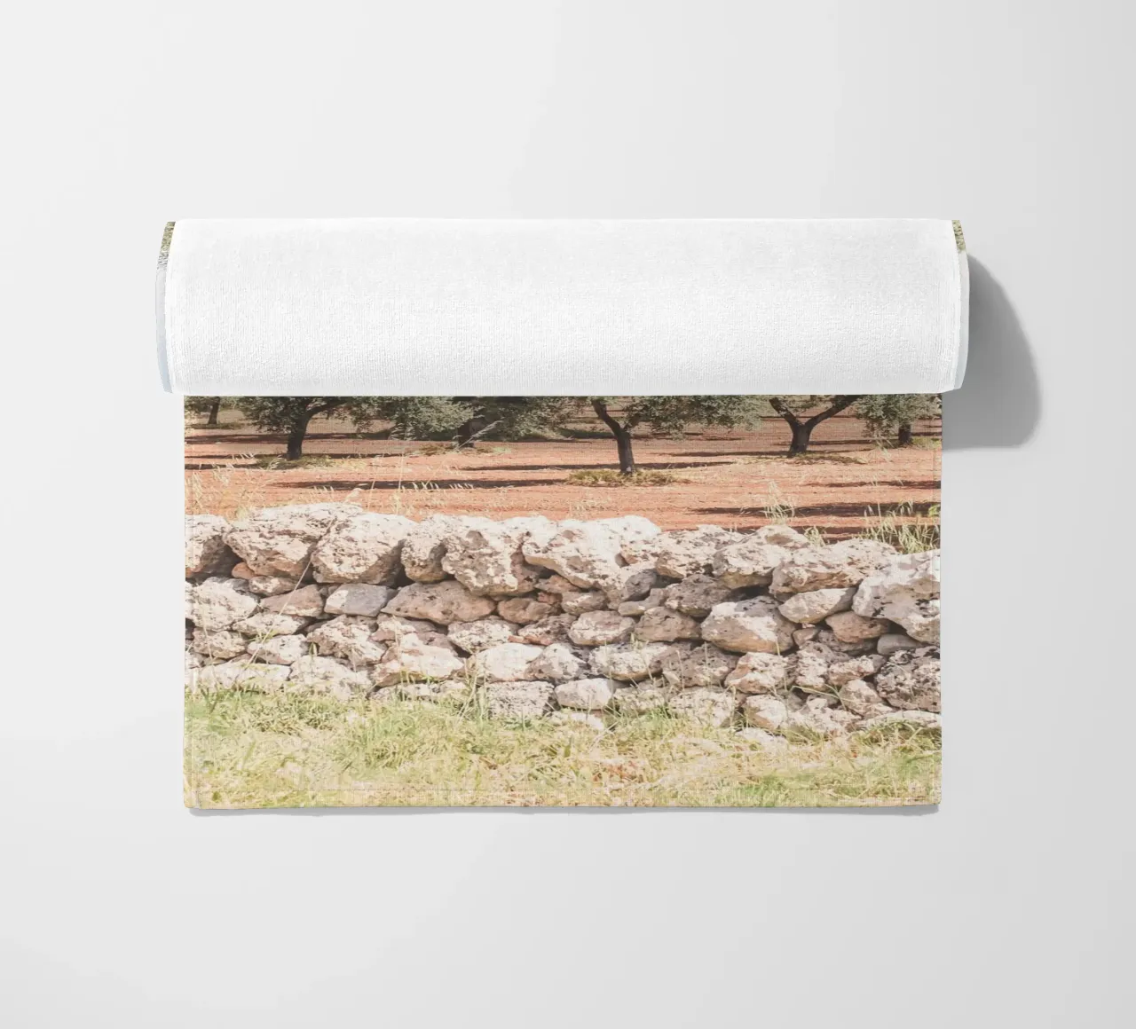 Puglia, Italy I Field of olive trees in a nature park beach towel by Julie Travel Photography