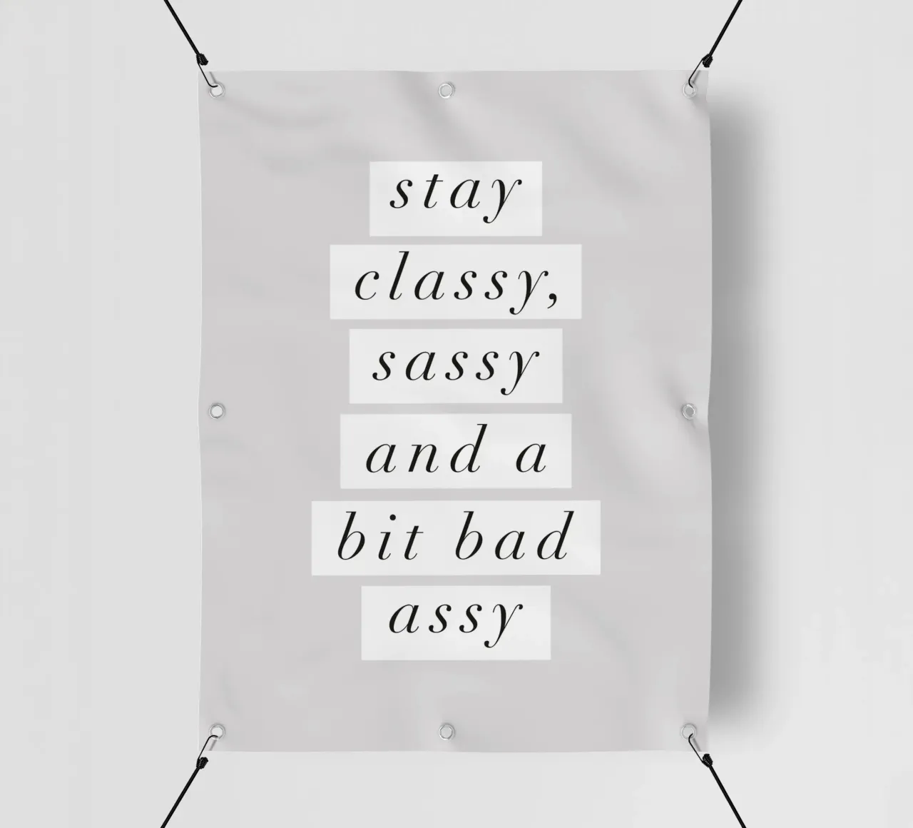 Tipografia monocromatica di classe, elegante e un po' cattiva telo in pvc da THE MOTIVATED TYPE