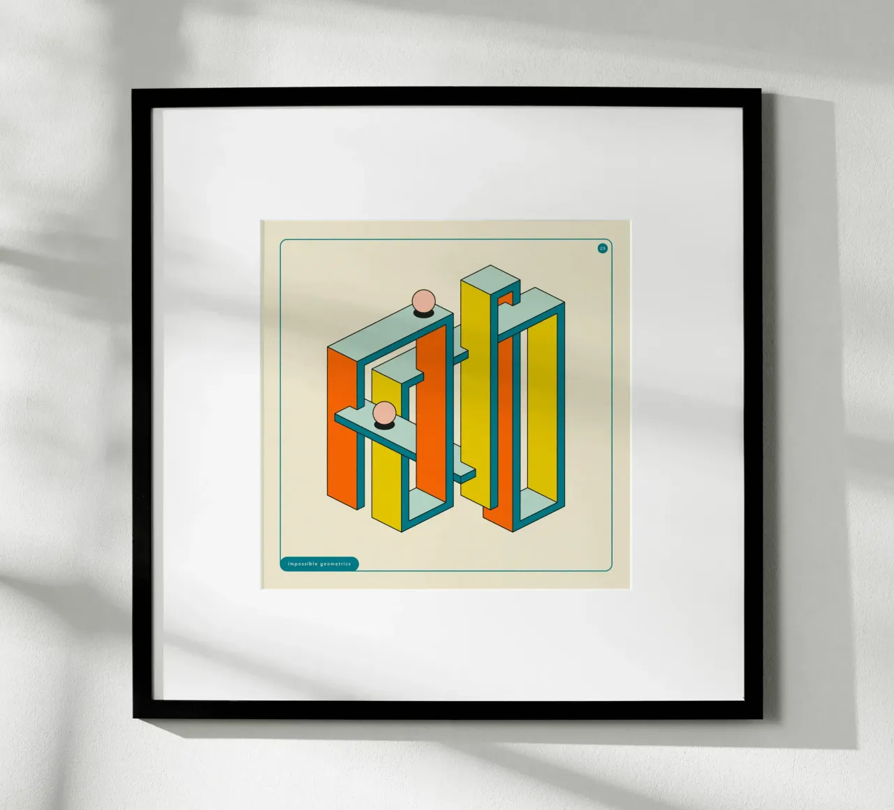 IMPOSSIBLE GEOMETRICS (23) poster met houten frame van Jazzberry Blue