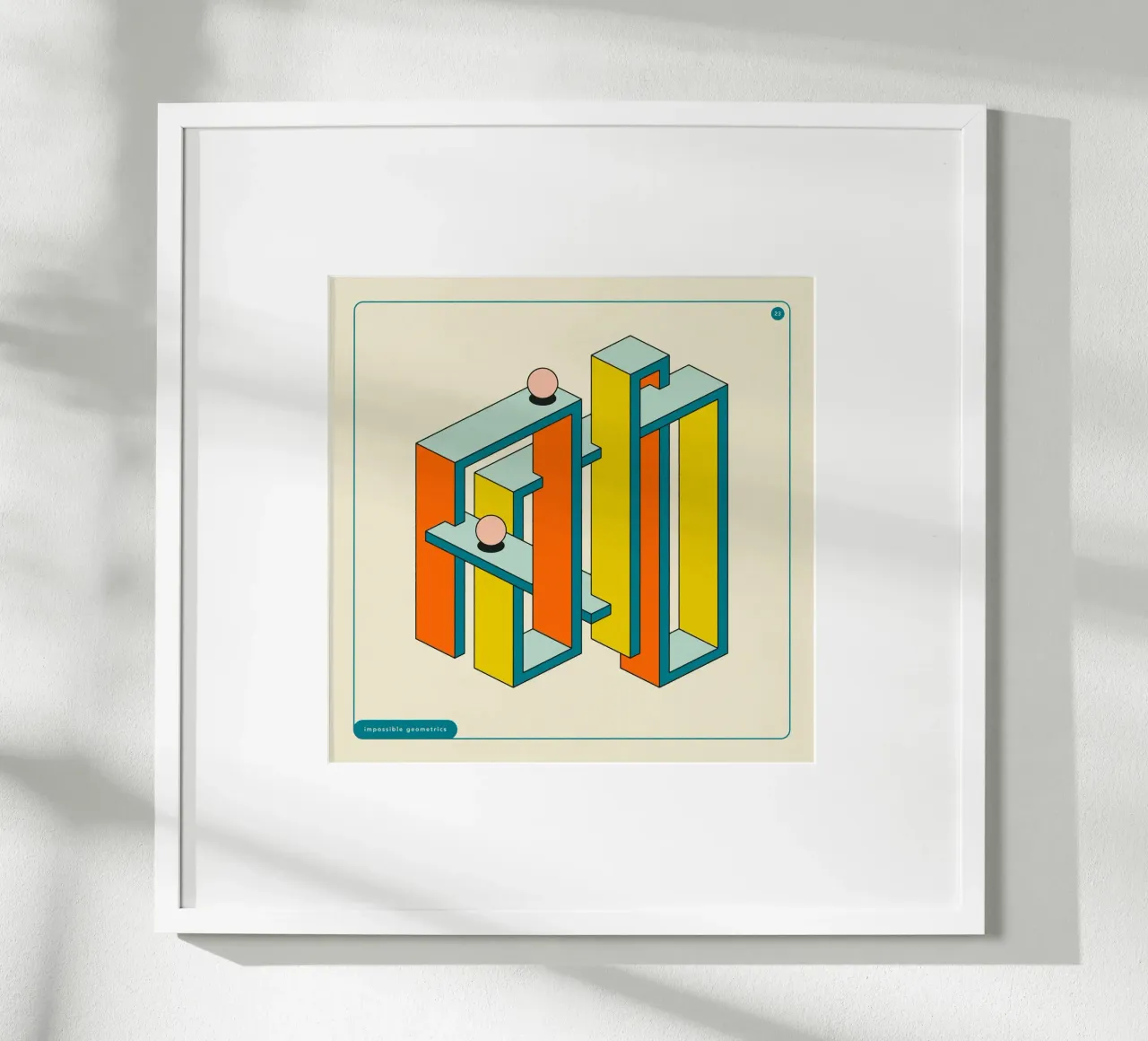 IMPOSSIBLE GEOMETRICS (23) poster met houten frame van Jazzberry Blue
