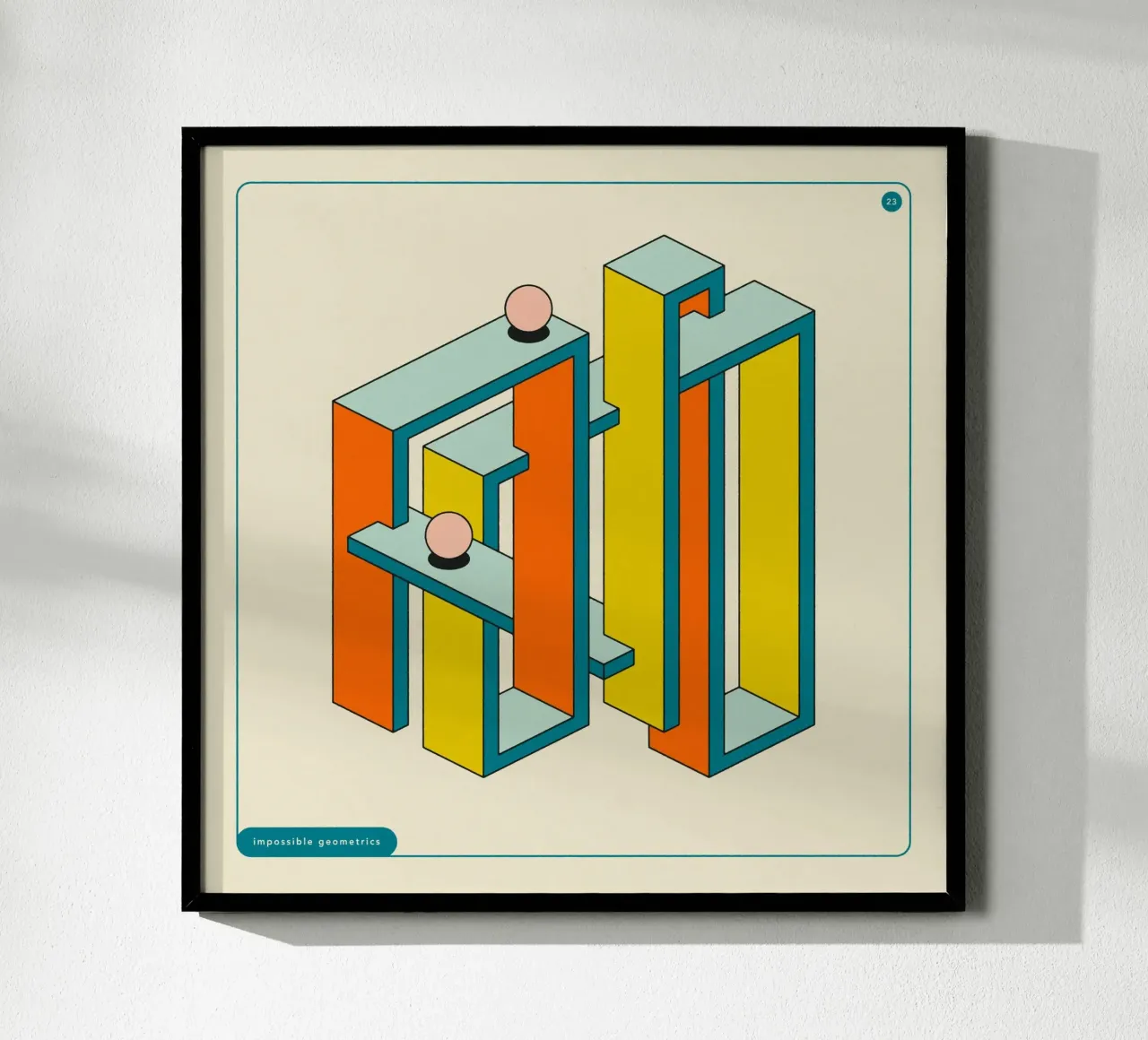 IMPOSSIBLE GEOMETRICS (23) poster met houten frame van Jazzberry Blue