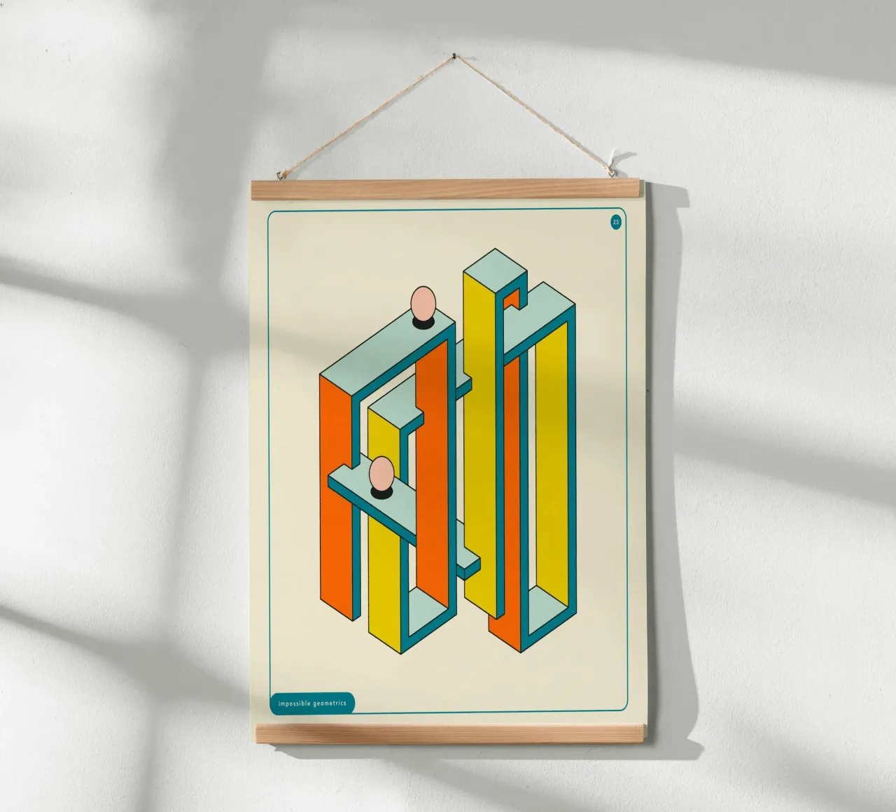 IMPOSSIBLE GEOMETRICS (23) poster met houten frame van Jazzberry Blue