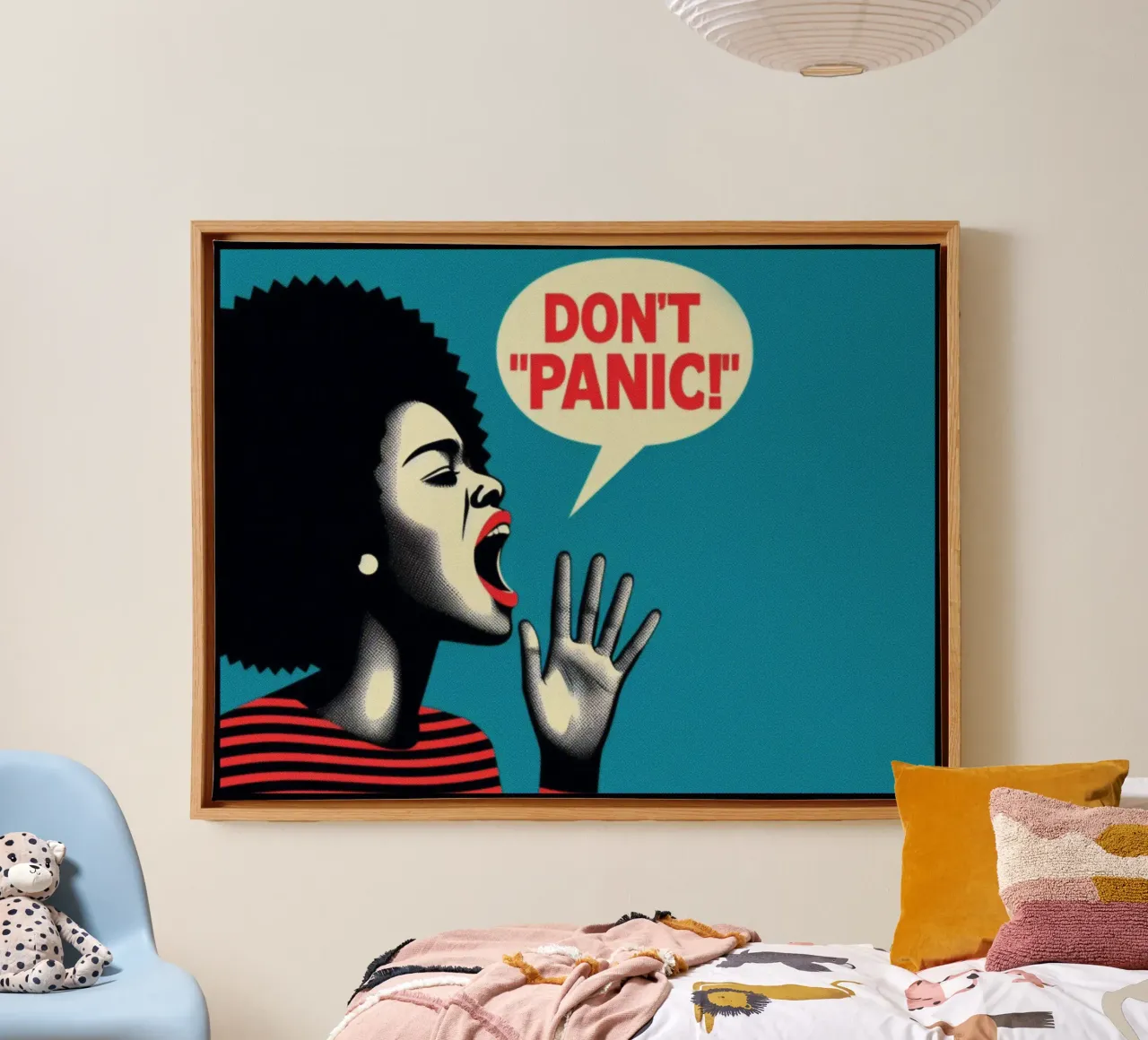 Don't Panic - Stampa poster d'epoca tela con Cornice a cassetta da posterprints-by-nomad