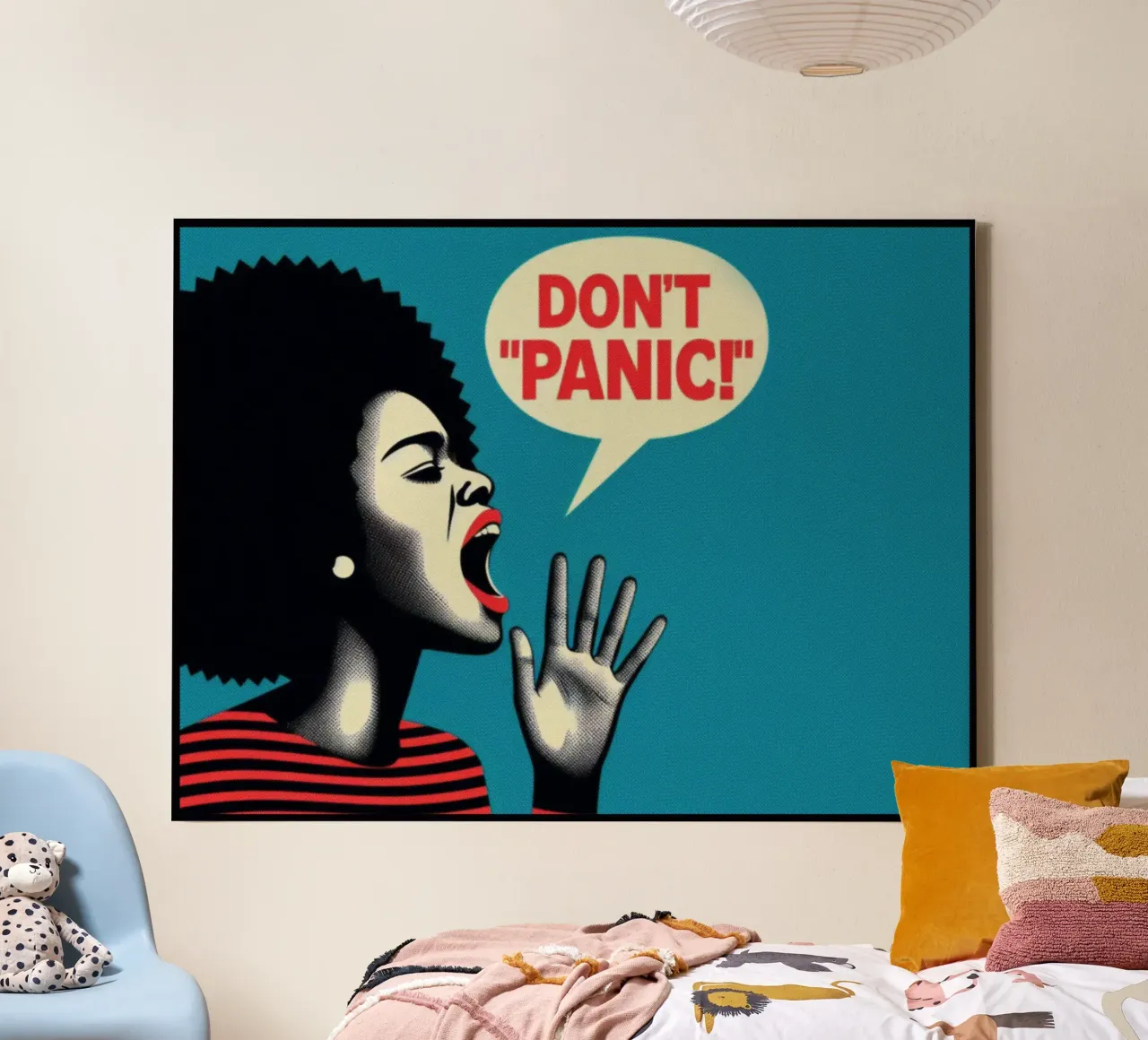 Don't Panic - Stampa poster d'epoca tela con Cornice a cassetta da posterprints-by-nomad