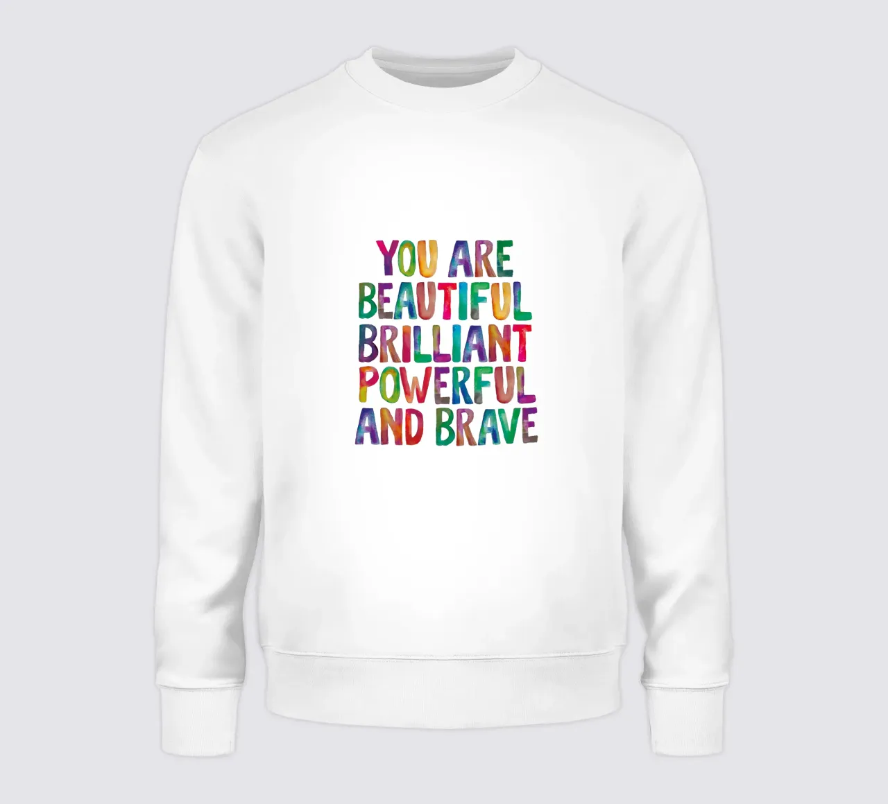 Eres hermosa, brillante, poderosa y valiente Regenbogen sudadera de THE MOTIVATED TYPE
