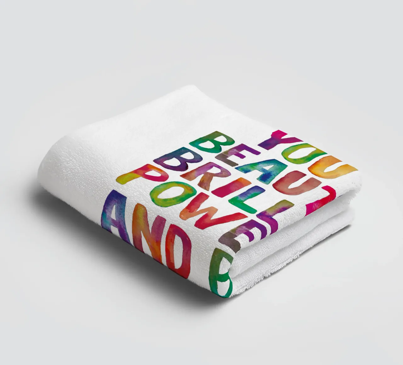 Je bent prachtig briljant krachtig en dapper Regenbogen badhanddoek van THE MOTIVATED TYPE
