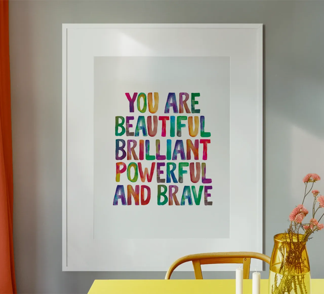 Du bist schön, brillant, kraftvoll und mutig Regenbogen Hahnemühle von THE MOTIVATED TYPE
