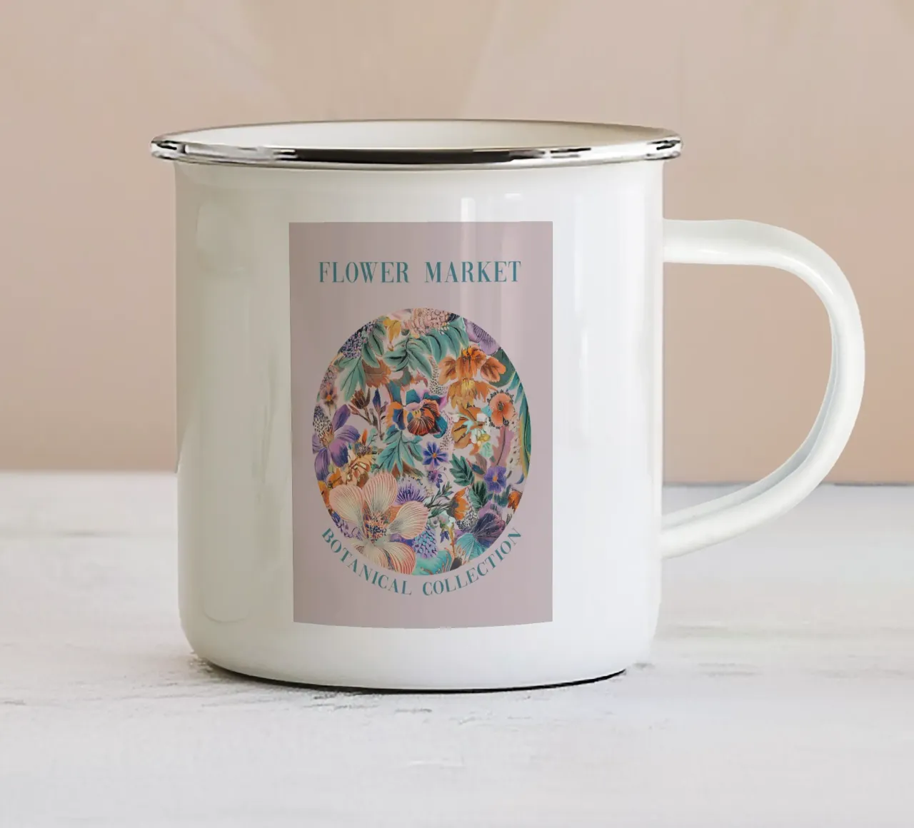 Mercato dei fiori con fiori primaverili tazza in smalto da Carinaprint