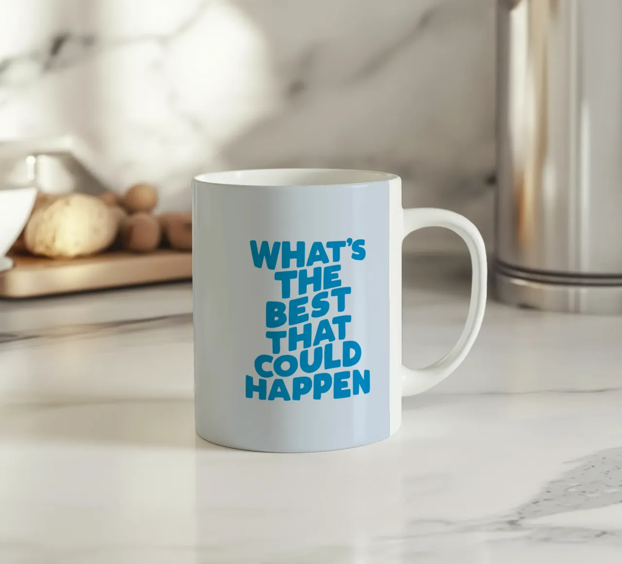 Het beste dat kon gebeuren Typografie Ontwerp keramische mok van THE MOTIVATED TYPE
