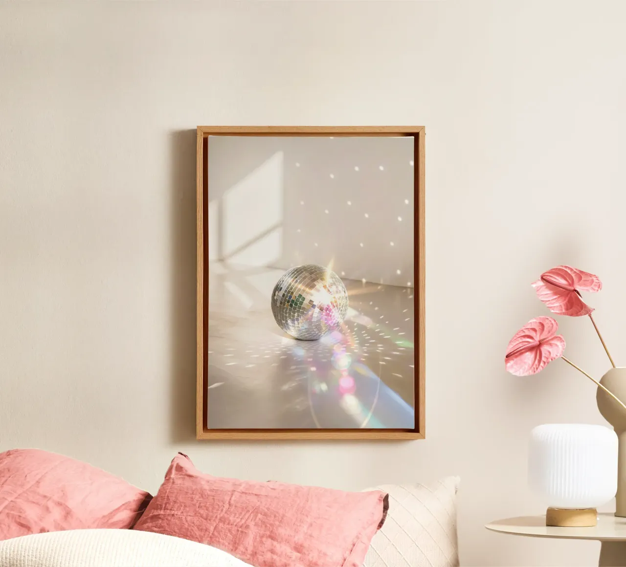 Glitz Glam Disco Ball canvas with Floater frame by Dagmar Pels