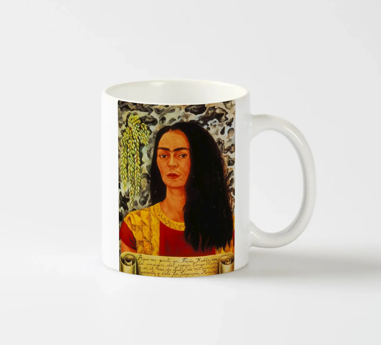 Frida Kahlo - Zelfportret met open haar keramische mok van ARTOTHEK