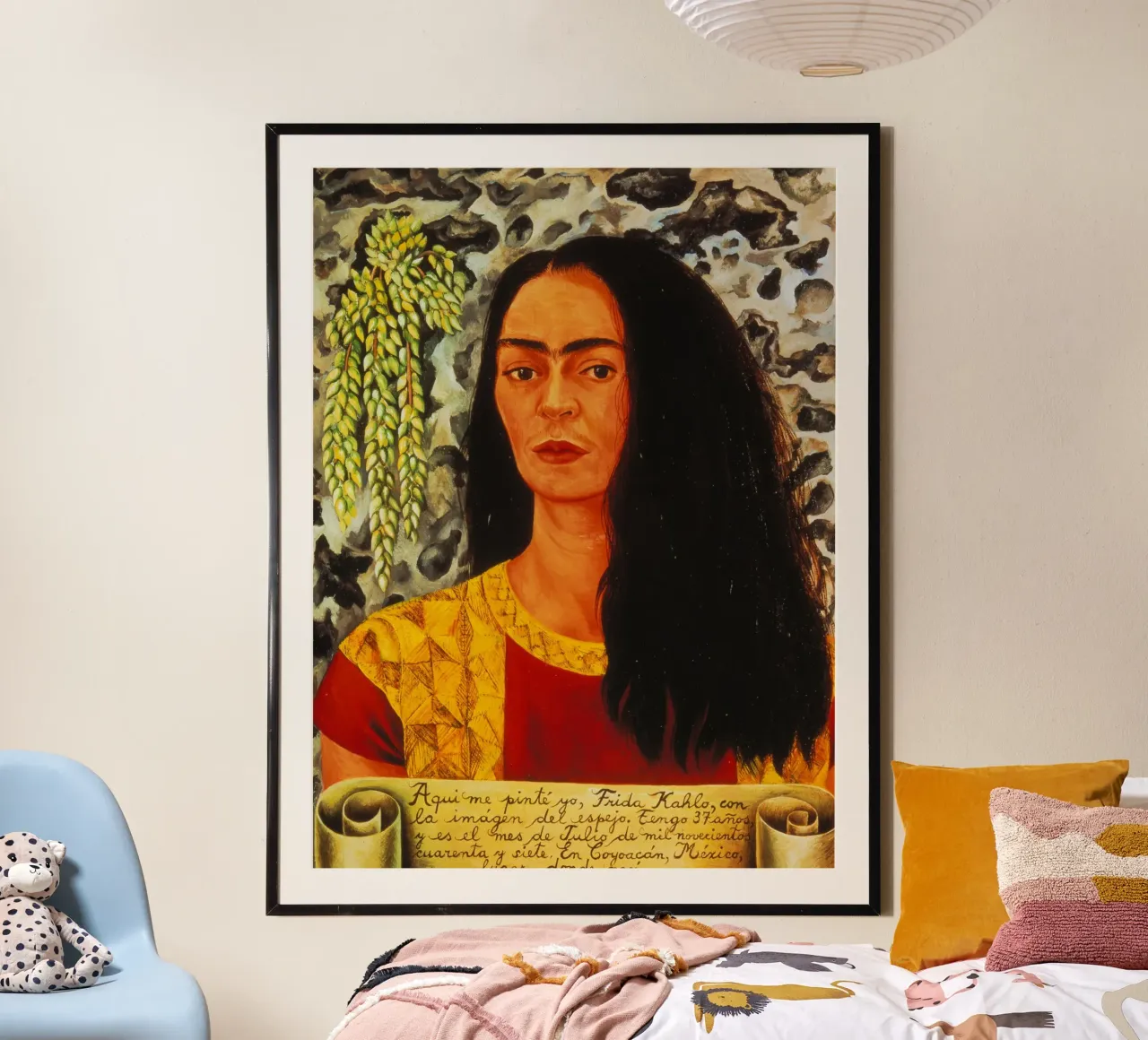 Frida Kahlo - Self-portrait with open hair poster with plastic frame by ARTOTHEK
