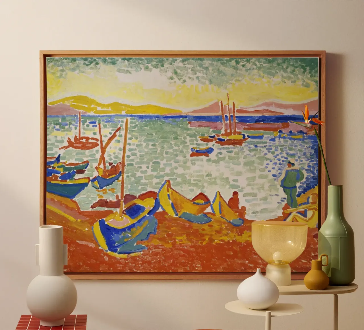 André Derain - Boten in de haven van Collioure canvas met Baklijst van ARTOTHEK