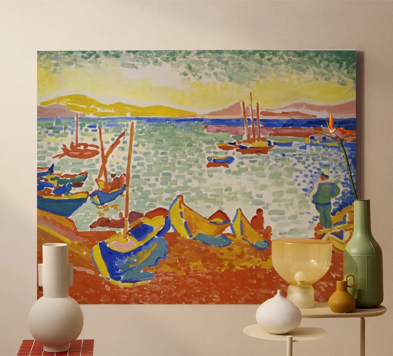 André Derain - Boten in de haven van Collioure canvas met Baklijst van ARTOTHEK