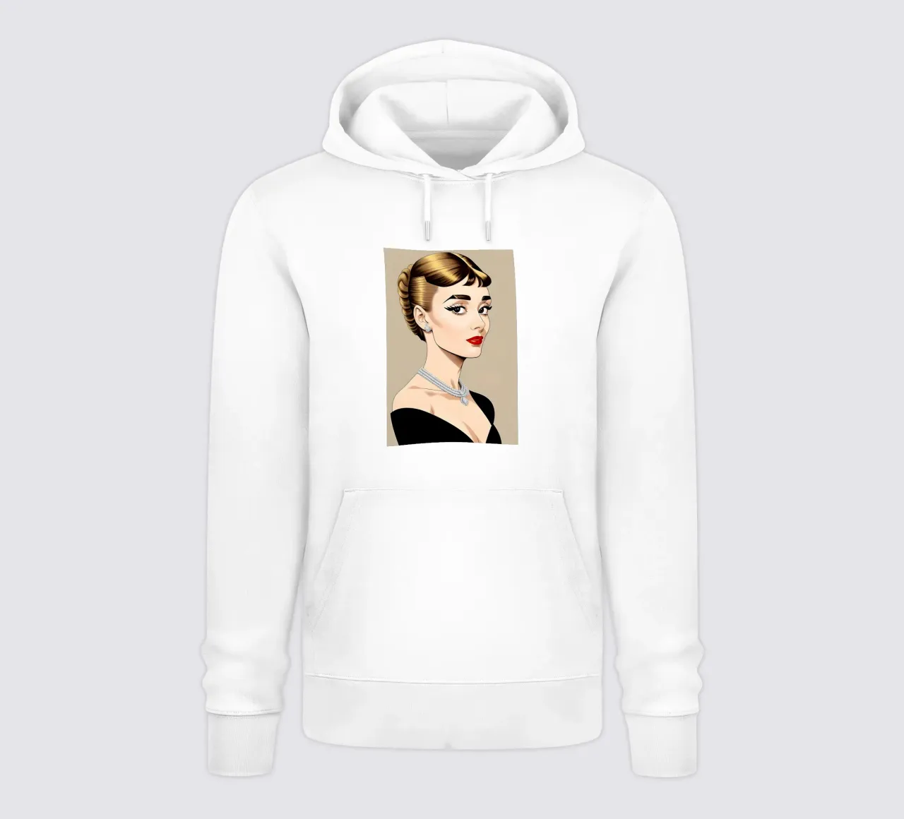 ILLUSTRAZIONE DI MODA DI AUDREY HEPBURN felpa con cappuccio da ART DECO