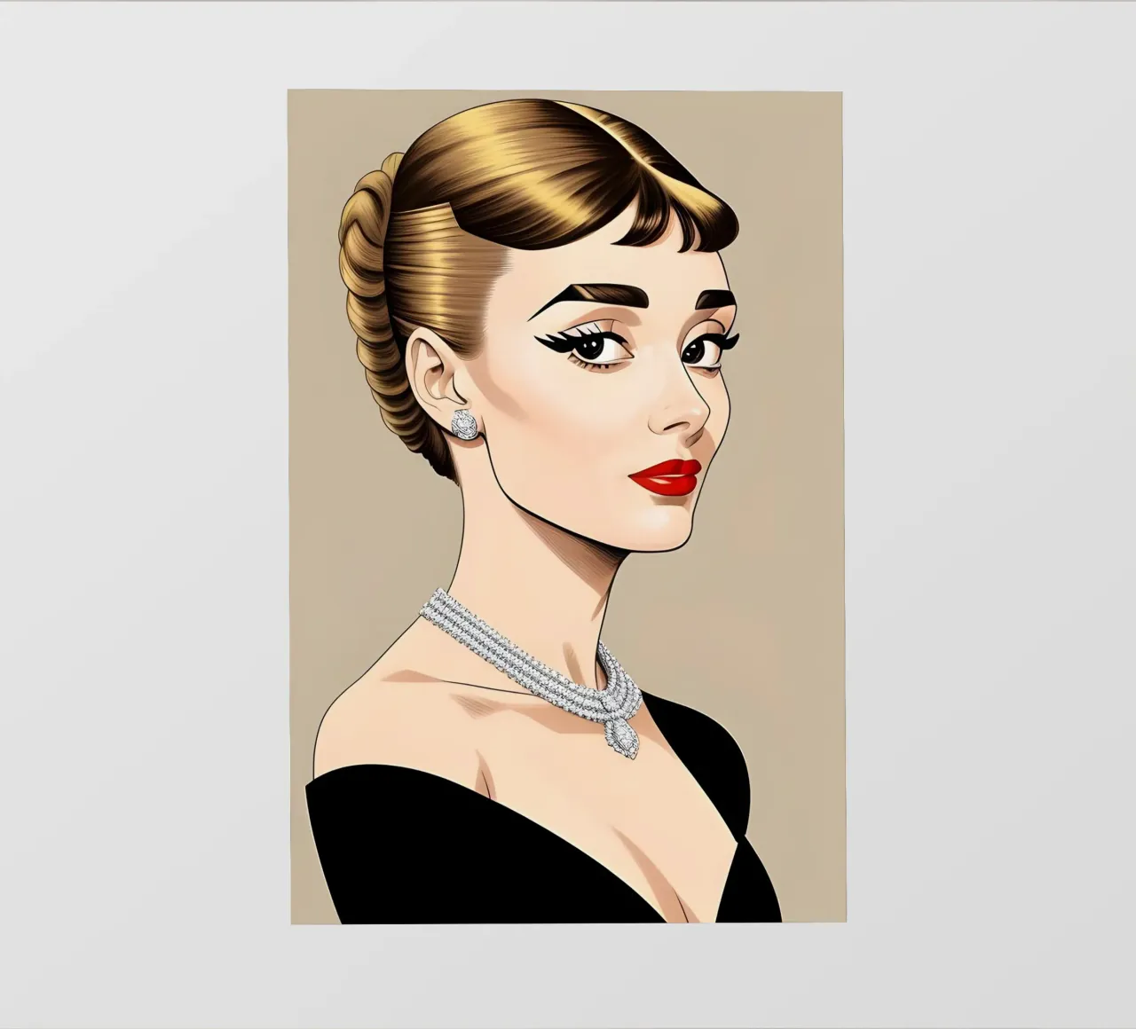 ILLUSTRAZIONE DI MODA DI AUDREY HEPBURN pellicola backlit da ART DECO