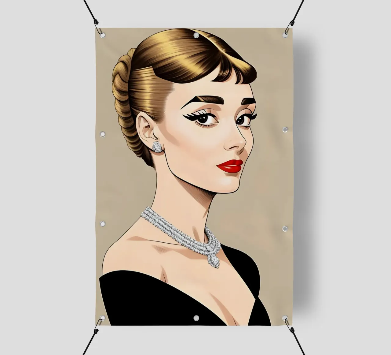 ILLUSTRAZIONE DI MODA DI AUDREY HEPBURN telo in pvc da ART DECO