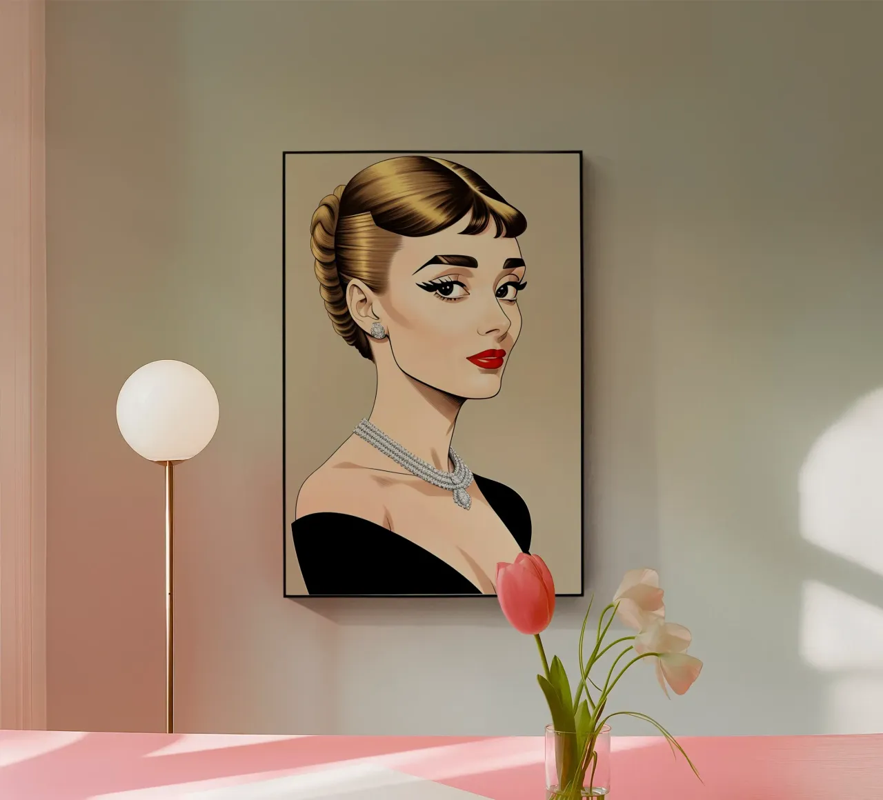 AUDREY HEPBURN ILUSTRACIÓN DE MODA metacrilato de ART DECO