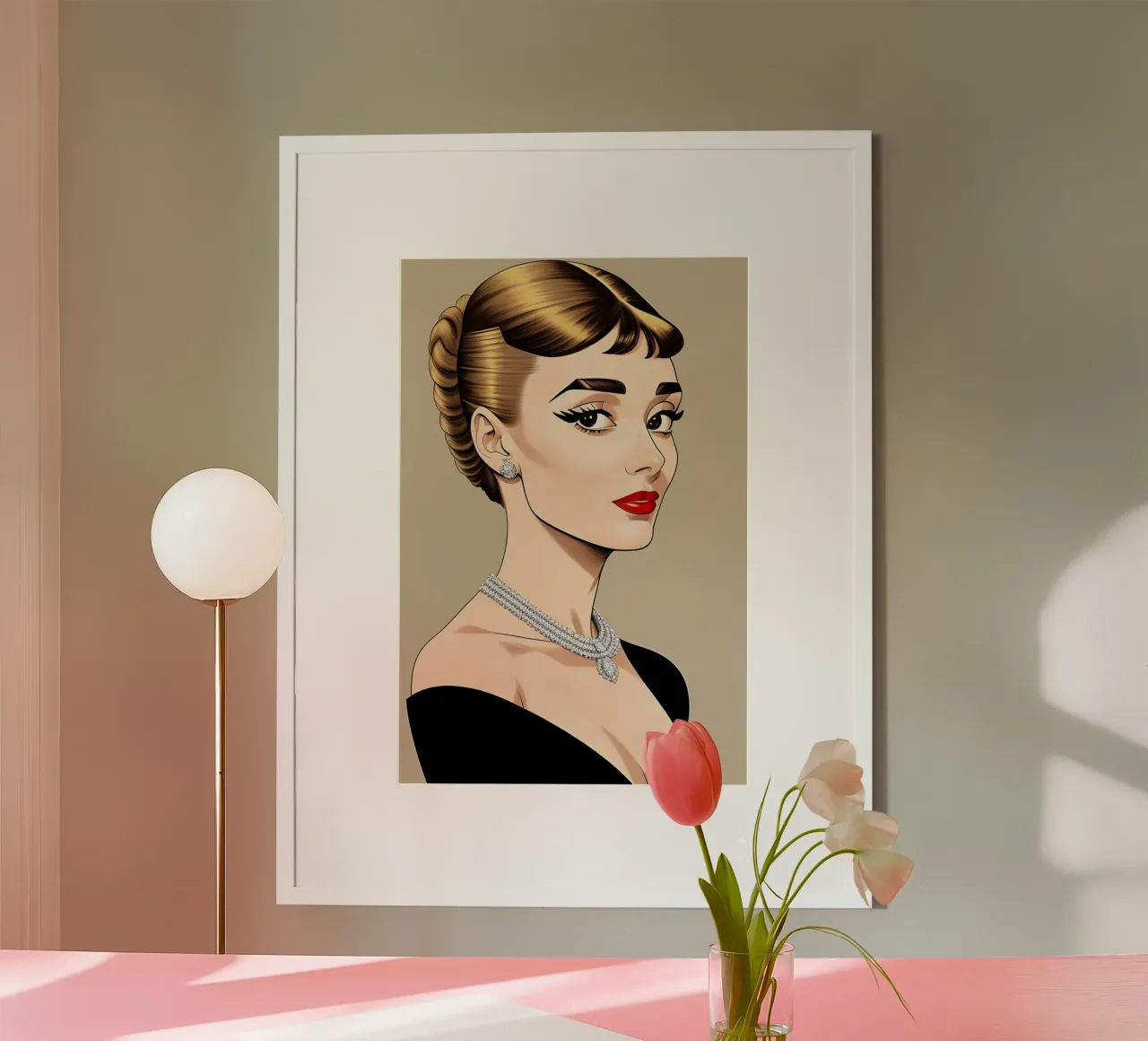 AUDREY HEPBURN ILUSTRACIÓN DE MODA hahnemühle de ART DECO