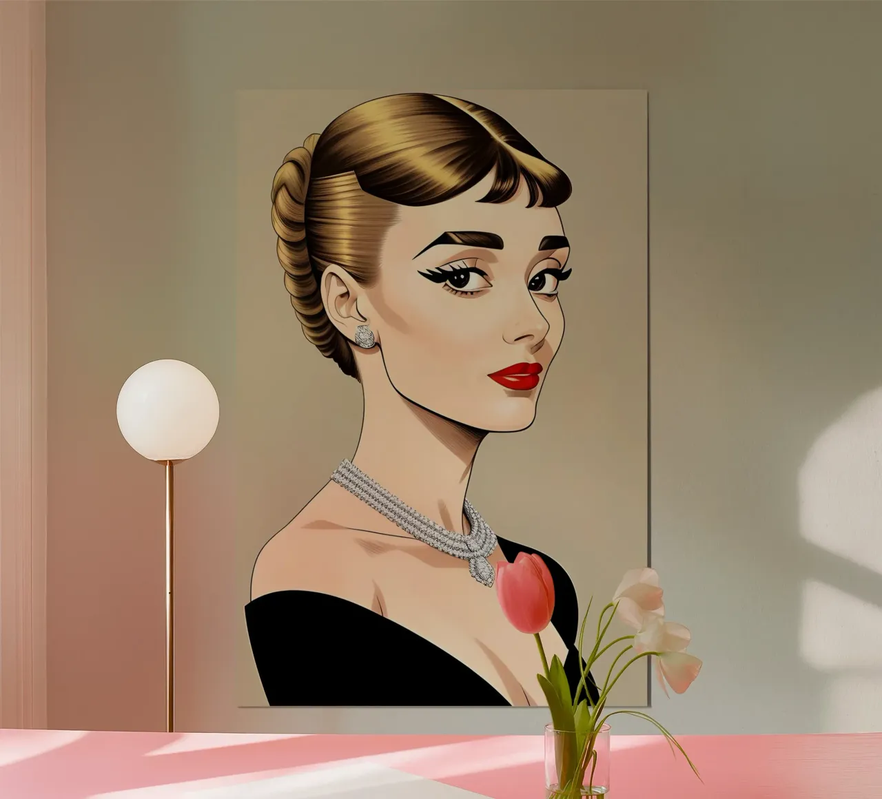 AUDREY HEPBURN ILUSTRACIÓN DE MODA hahnemühle de ART DECO
