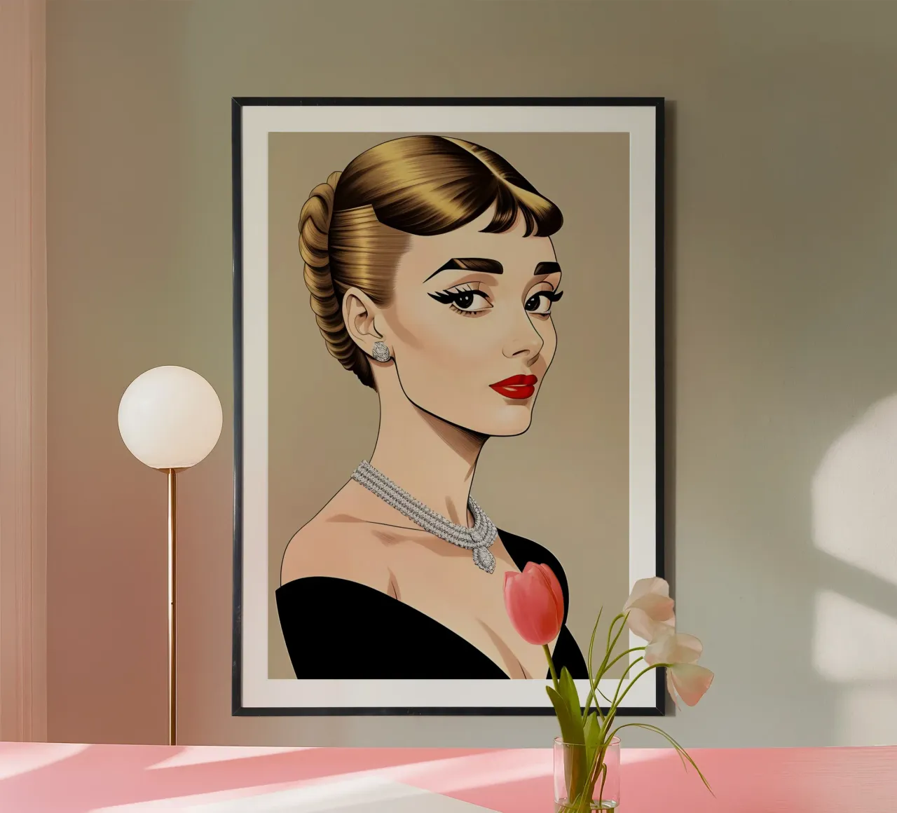 AUDREY HEPBURN ILUSTRACIÓN DE MODA hahnemühle de ART DECO
