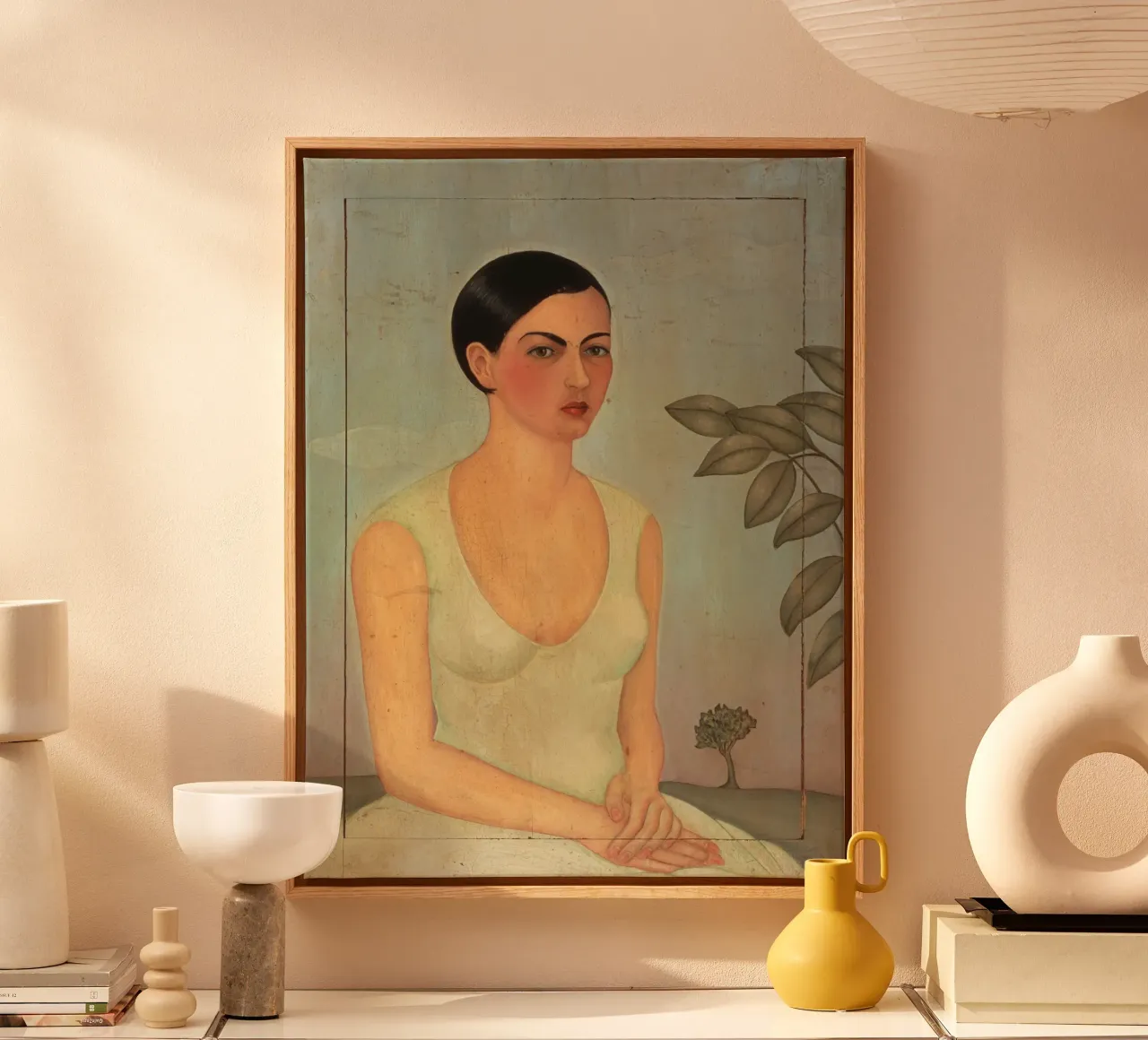 Frida Kahlo - Signora in bianco tela con Cornice a cassetta da ARTOTHEK
