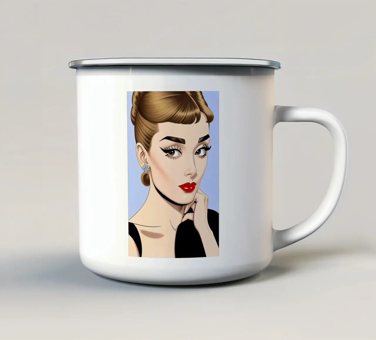 Audrey Hepburn Icona di moda tazza in smalto da ART DECO