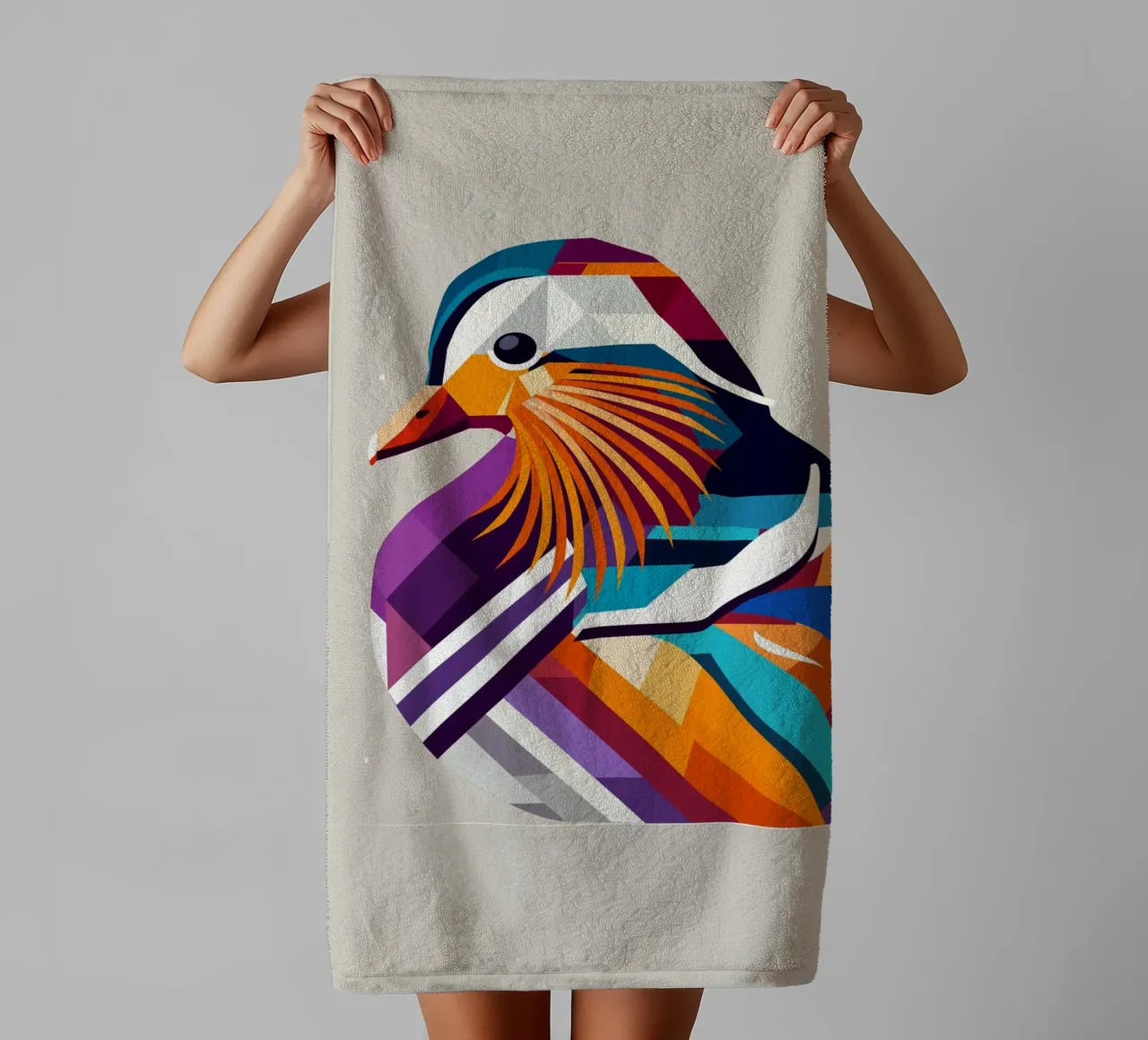 Colourful mandarin duck - a touch of exotic elegance towel by namosh