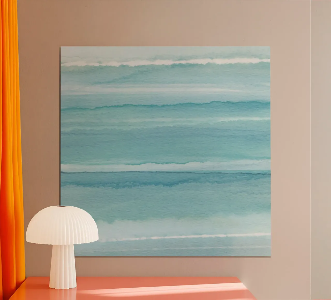 Strips 11 | Aqua Pastel Minimalism poster with plastic frame by sabidussi