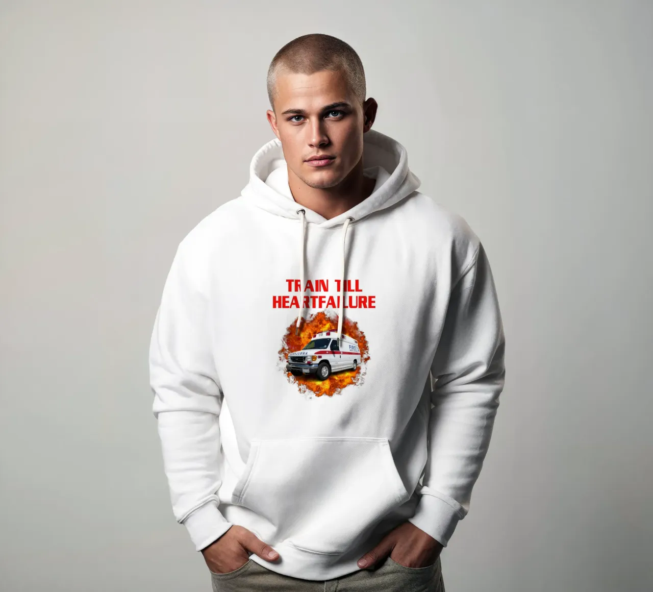 Train Till Heartfailure Humor Funny art design felpa con cappuccio da kaiyaraiya