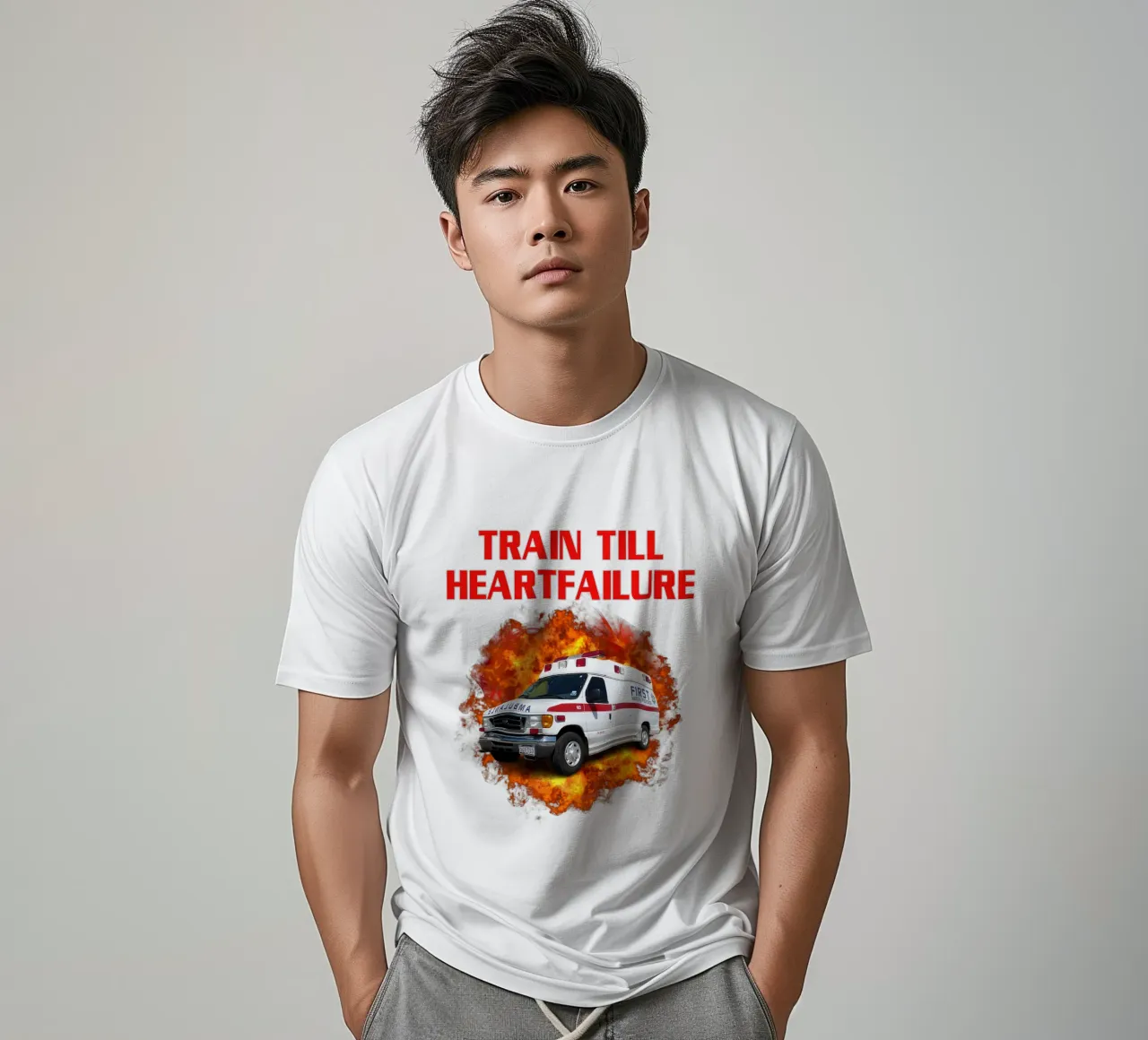 Train Till Heartfailure Humor Funny art design t-shirt da kaiyaraiya