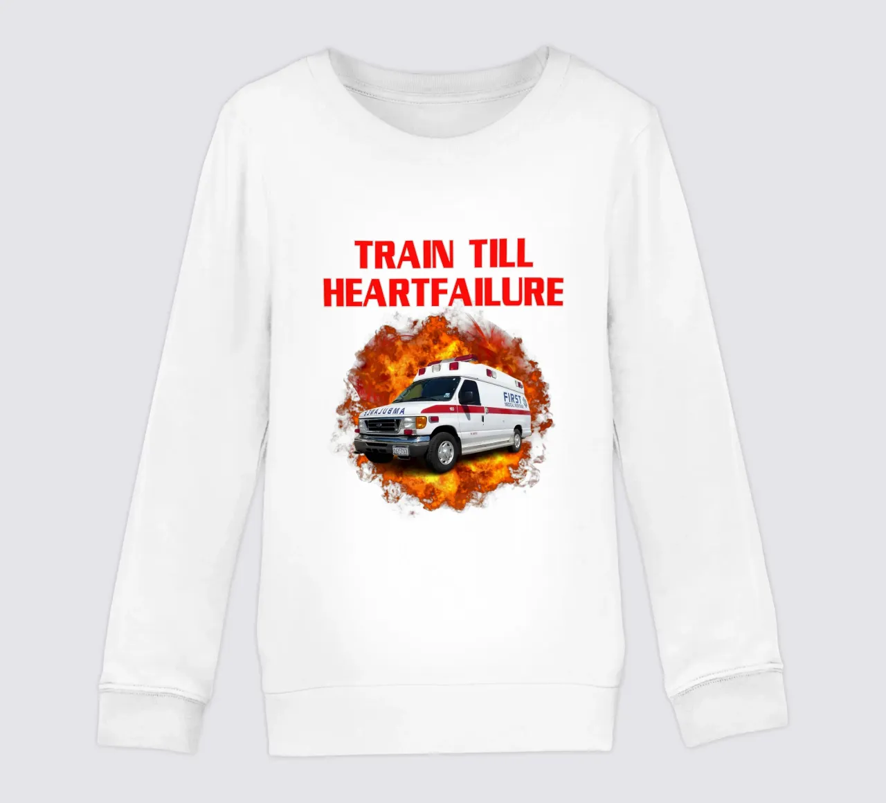 Train Till Heartfailure Humor Funny art design felpa bambino da kaiyaraiya