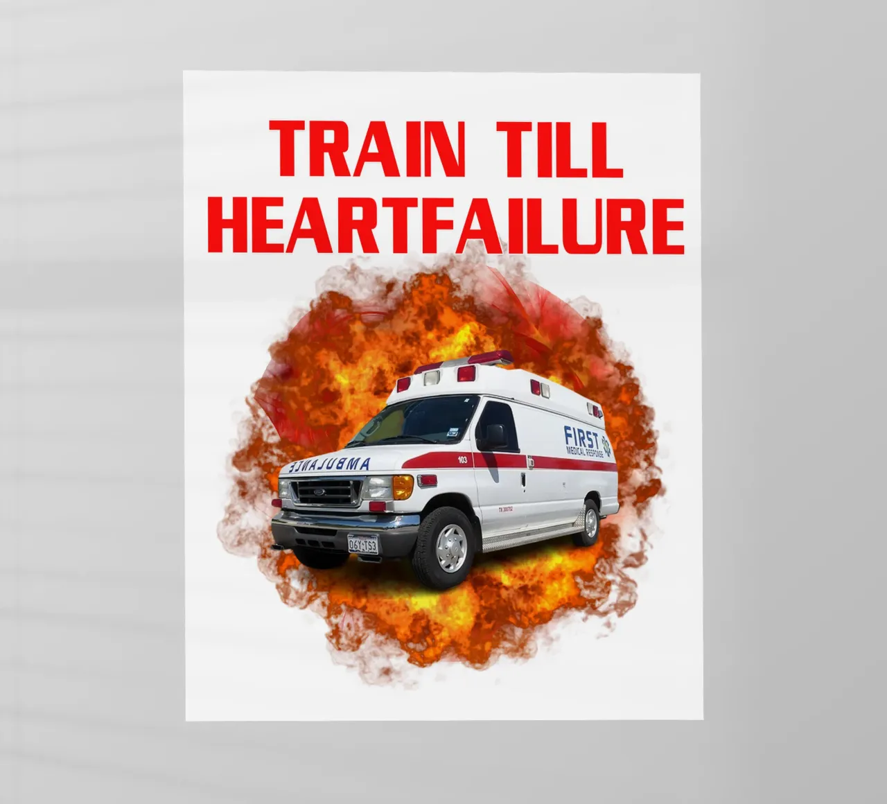 Train Till Heartfailure Humor Funny art design pellicola backlit da kaiyaraiya