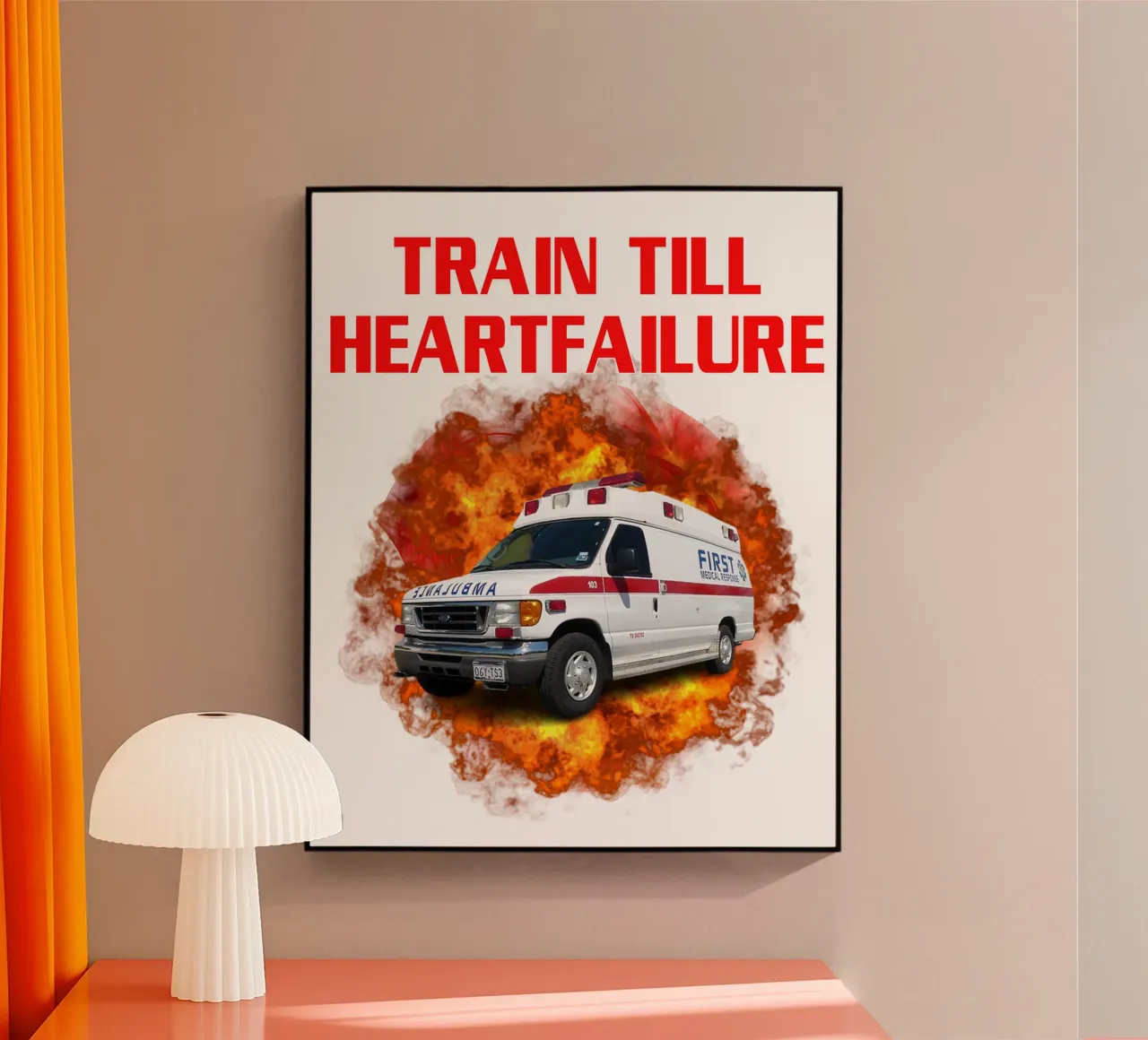 Train Till Heartfailure Humor Funny art design plexiglass da kaiyaraiya