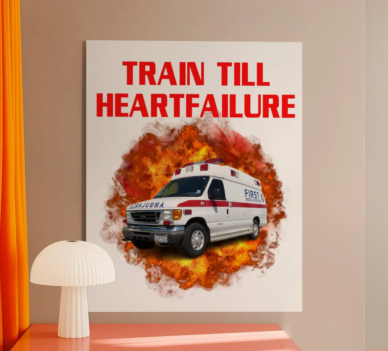 Train Till Heartfailure Humor Funny art design plexiglass da kaiyaraiya